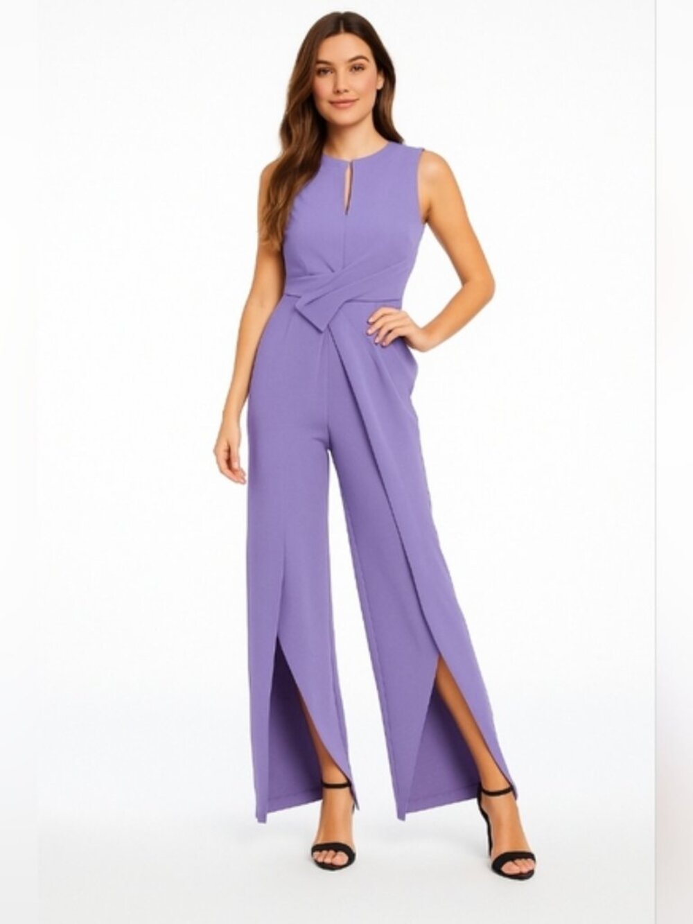 Alex marie Jumpsuit 16 Split V-Neck Crossover Waist Front Leg Slit